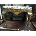 A 18th Dutch marquetry stool the rectangular seat