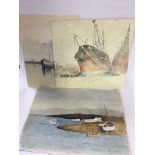 A collection of 5 amauter watercolour paintings of