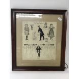 A framed sketch 'The Gay Gordons' signed 'Napoleon