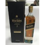 A boxed bottle of Johnnie Walker Blue Label Whiske