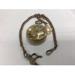 A 18 ct gold pocket watch key wind the dial with R