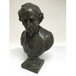 A bronze bust of Disraeli, approx 30.5cm.