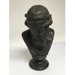 A classical bronze bust of Dionysus, aporox 26.5cm