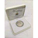 A cased Royal Mint 2011 Royal Wedding silver coin.