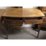 A mahogany side table with two drawers