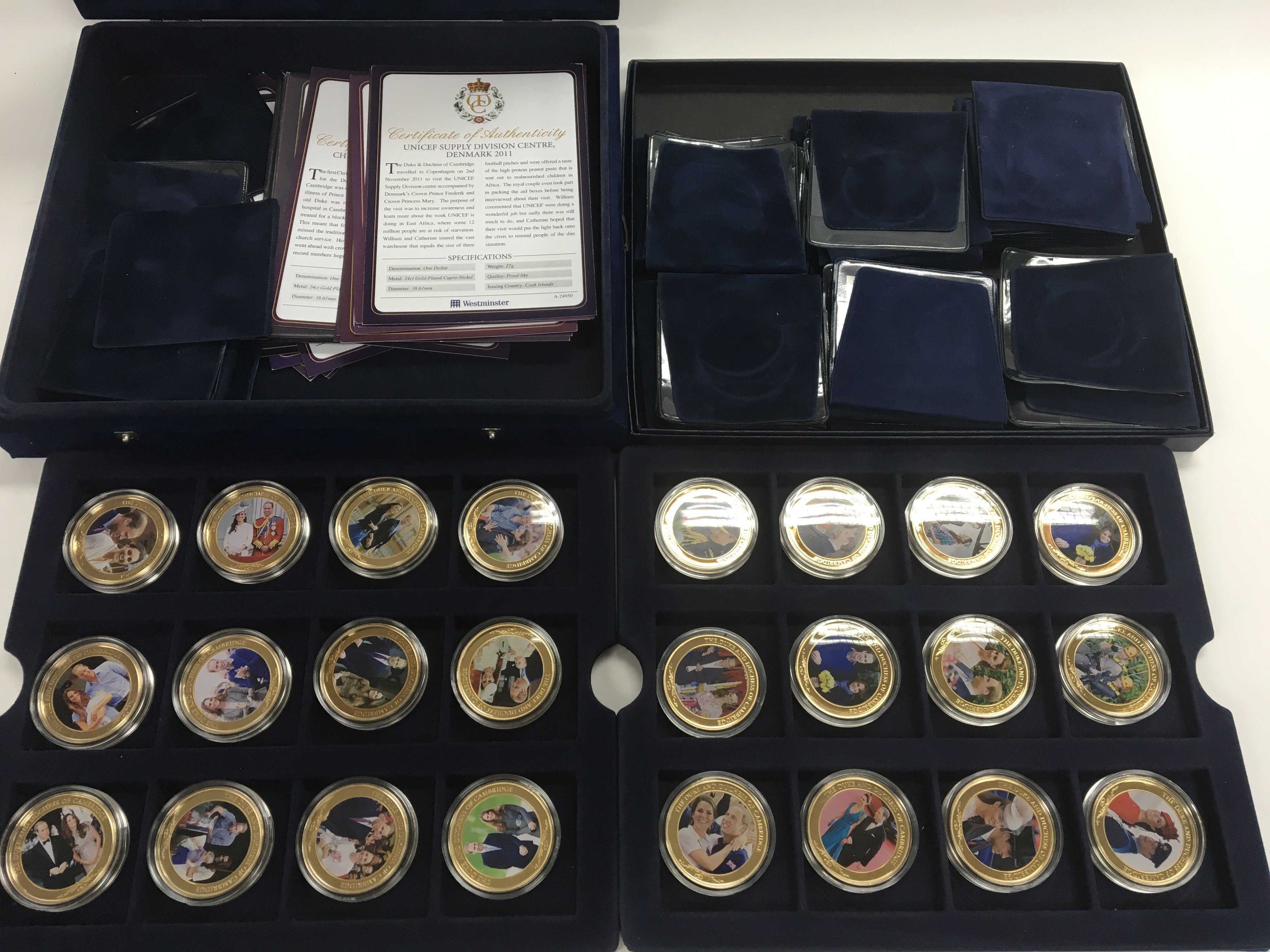 A cased set of William & Kate Westminster coins.