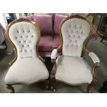 Two matching Quality Victorian walnut chairs one w