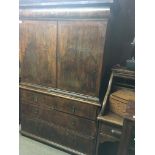 An Georgian walnut stationery cupboard on chest, t