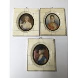 Three ivory framed miniatures.