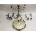 A Roberts and Belk silver plated salver with horse