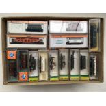 A collection of boxed " N " gauge railway goods wa