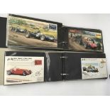 2 albums of first day covers depicting motor racin