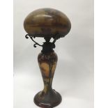 A cameo side lamp and shade finely detailed with a