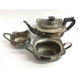 A silver plated three piece teaset