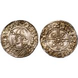 British Coins, Cnut, penny, pointed helmet type (1016-1035), BMC XIV, London, Etsige, bust with a