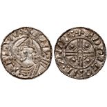 British Coins, Cnut, penny, pointed helmet type (1016-1035), BMC XIV, London, Edwig, CNVREX, bust