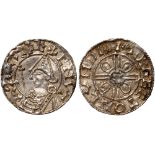 British Coins, Cnut, penny, pointed helmet type (1016-1035), BMC XIV, London, Aelfget, bust with a