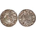 British Coins, Cnut, penny, pointed helmet type (1016-1035), BMC XIV, London, Leofstan, bust with