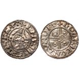 British Coins, Cnut, penny, pointed helmet type (1016-1035), BMC XIV, London, Godric, bust with a