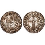 British Coins, Cnut, penny, short cross type (1016-1035), BMC XVI, London, Edred, diademed bust l.