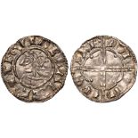 British Coins, Cnut, penny, quatrefoil type (1016-1035), BMC VIII, London, Wulfred, crowned bust l.,