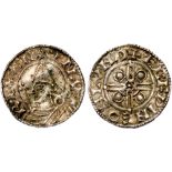 British Coins, Cnut, penny, pointed helmet type (1016-1035), BMC XIV, London, Aelfwine, bust with