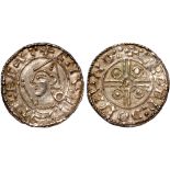 British Coins, Cnut, penny, pointed helmet type (1016-1035), BMC XIV, London, Elwerd, bust with a