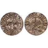 British Coins, Cnut, penny, pointed helmet type (1016-1035), BMC XIV, London, Brihtmaer, bust with a