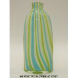 Archimede Seguso for Murano glass bottle vase with green white and blue banded decoration,
