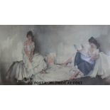 William Russell Flint pencil signed print of two ladies reading (33 x 57cm)