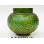 Loetz Martele iridescent glass vase of globular form, 15.5cm tall.
