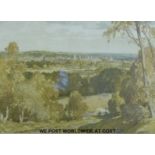 WITHDRAWN Leonard Russell Squirrell watercolour of the Oxford skyline from the Parks area,