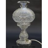 Waterford Crystal cut glass table lamp, 35cm tall.