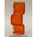 Whitefriars tangerine drunken bricklayer vase, designed by Geoffrey Baxter,