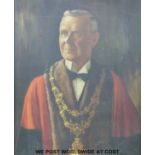 Late 19th/ early 20th century oil on canvas of a man in mayoral robes,