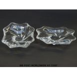 Two Baccarat Crystal dishes each with etched marks to base, largest 19cm in diameter.