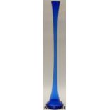 LSA blue glass floor standing vase with original label, 100cm tall.