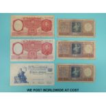 Six circulated c1930s Argentina bank notes