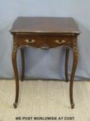 A French mahogany card table raised on cabriole legs (min W57 max W80 x H75cm)