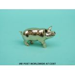 A hallmarked silver model of a pig, import marks to underside but indistinguishable,
