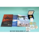 Eight £5 and similar commemorative Concorde coins to include 2003 and 2008 five pound pieces,