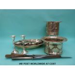 Two 19th century or early 20th century fish servers, plated wine coasters,