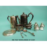 A collection of silver plate to include cruets, teaware etc.