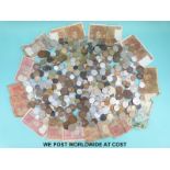 A collection of overseas coinage with some bank notes, 19th century onwards,