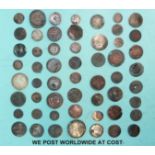 A collection of over 50 overseas hammered and other coinage includes silver and copper examples