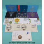 Five proof coin sets comprising UK and Channel Islands etc.