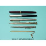 A collection of vintage pens and pencils including Parker, Sheaffer, Eversharp etc,