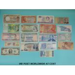 An amateur collection of world bank notes to include Kenya, Greece, Italy, USA, Mexico, Egypt,
