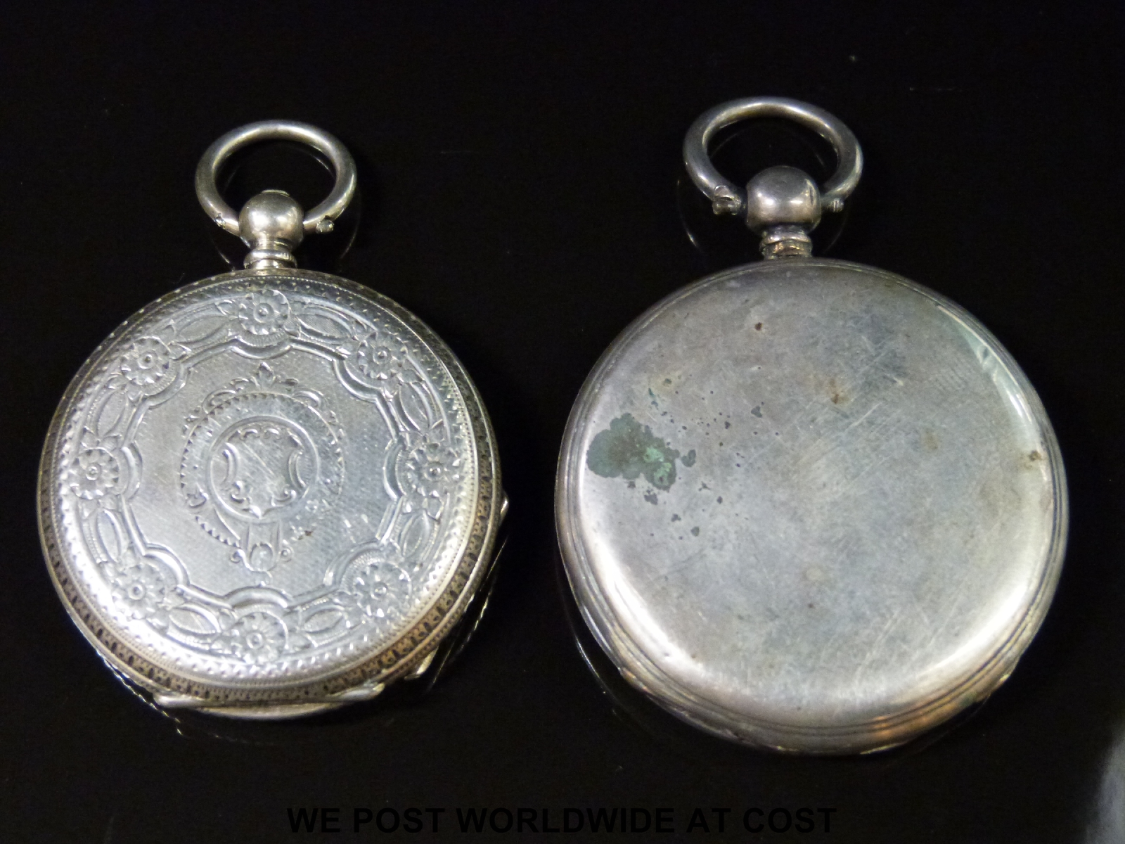 Two continental white metal pocket watches, one with inset subsidiary seconds dial, - Image 2 of 2