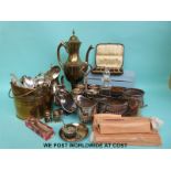 A quantity of silver plate and other metalware to include sets of cutlery,